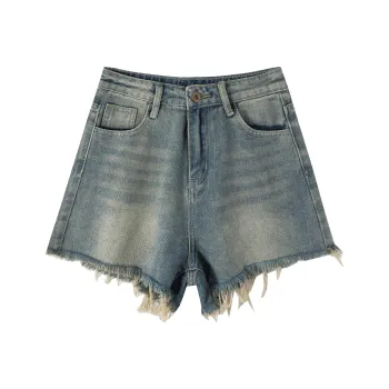 Rose Denim Shorts Women's Vintage Yellow