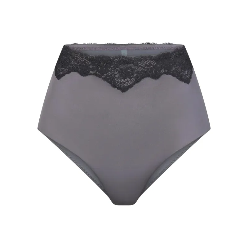 SKIMS LACE SWIM HIGH-WAISTED FULL BRIEF Swimming Shorts Women's GUNMETAL/Bronze-0