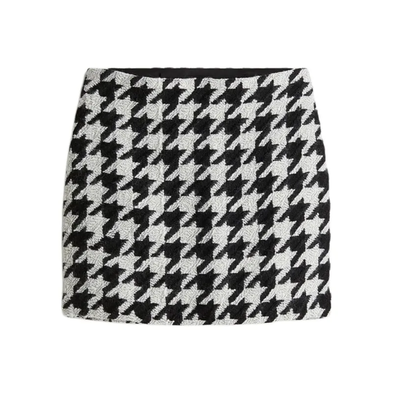 H&M Casual Short Skirts Women's White/Houndstooth-0