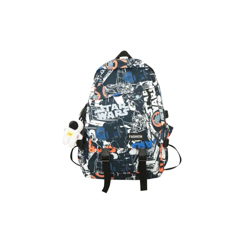 PULEWEI Nylon Backpack Regular Unisex White Shoes/Black Graffiti/White Blue/White Red-7