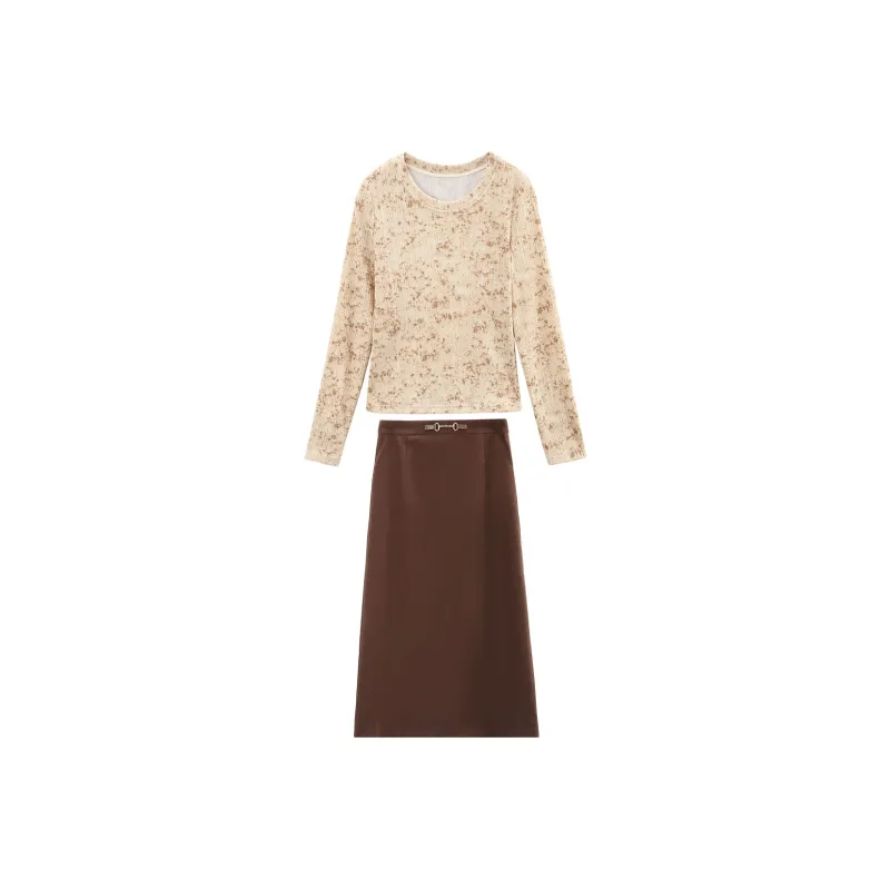 A Paradise For Awakening Skirt Set Women's Apricot-0