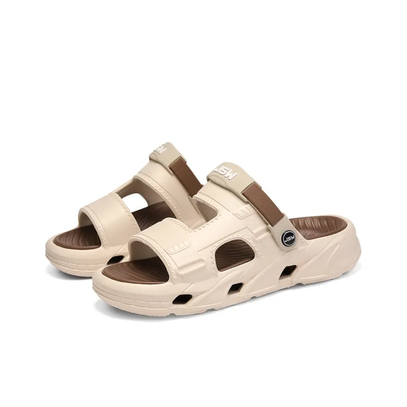 JEANSWEST Beach Sandals Men Black Warrior/Khaki Brown/Lunar Gray-9