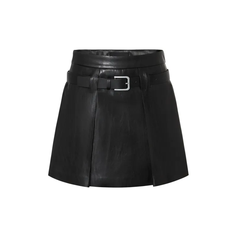 MOCO Leather Short Skirts Women's Black-0