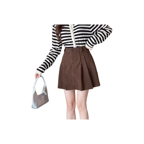 Tonlion Casual Short Skirts Women's Caramel