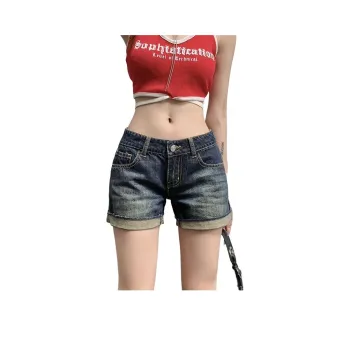 Rose Denim Shorts Women's Vintage Blue