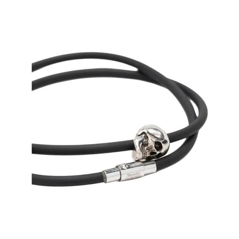 Alexander McQueen Skull Charm Double Layered Cord Bracelet-3