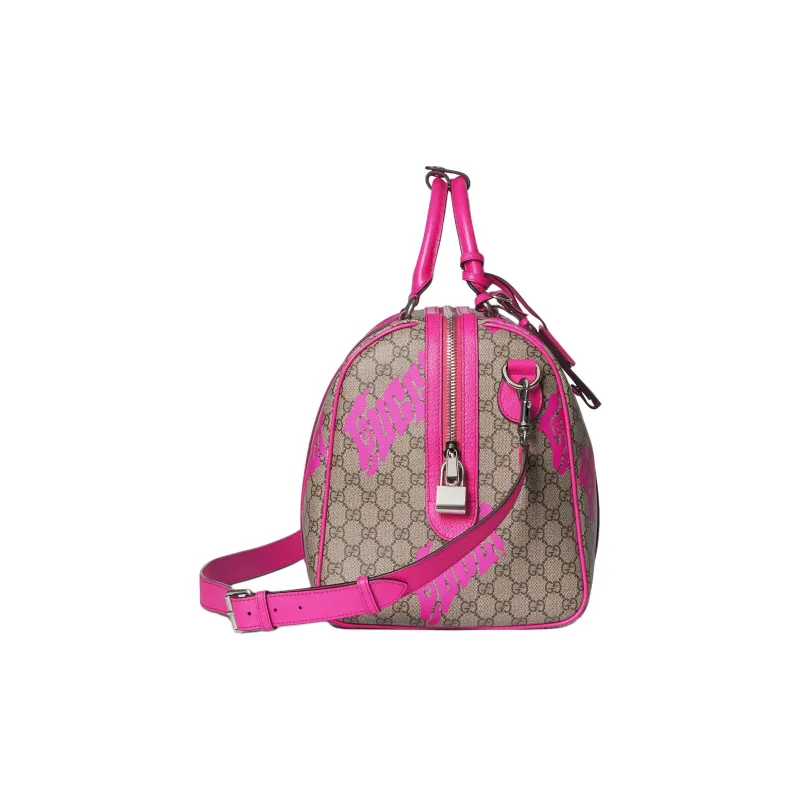 GUCCI Coated Fabric Travel Bag Unisex Beige & Dark Brown-3