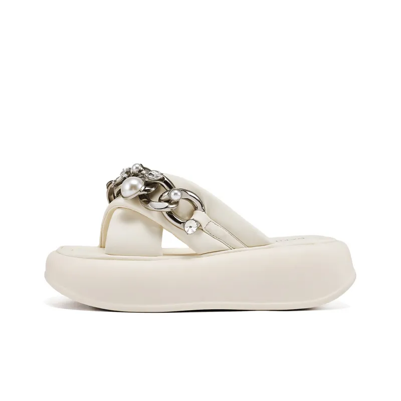 DAPHNE Leather Patchwork Quiet Slide Slippers Women's-3