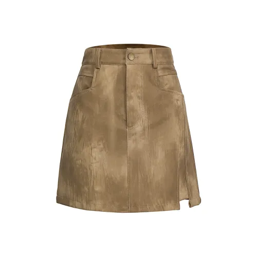Eggka Casual Short Skirts Women's Coffee