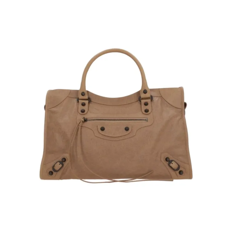 Balenciaga Le City Sheepskin Handbag Medium Size Women's Dark Beige-0