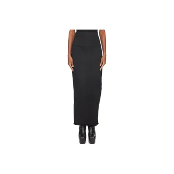 RICK OWENS Rear Slit Frayed Detail Skirt
