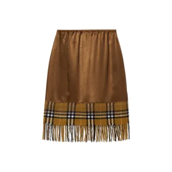 Burberry Checked Fringed Edge Skirt