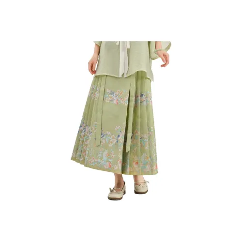 SNBL Casual Long Skirts Women's Green