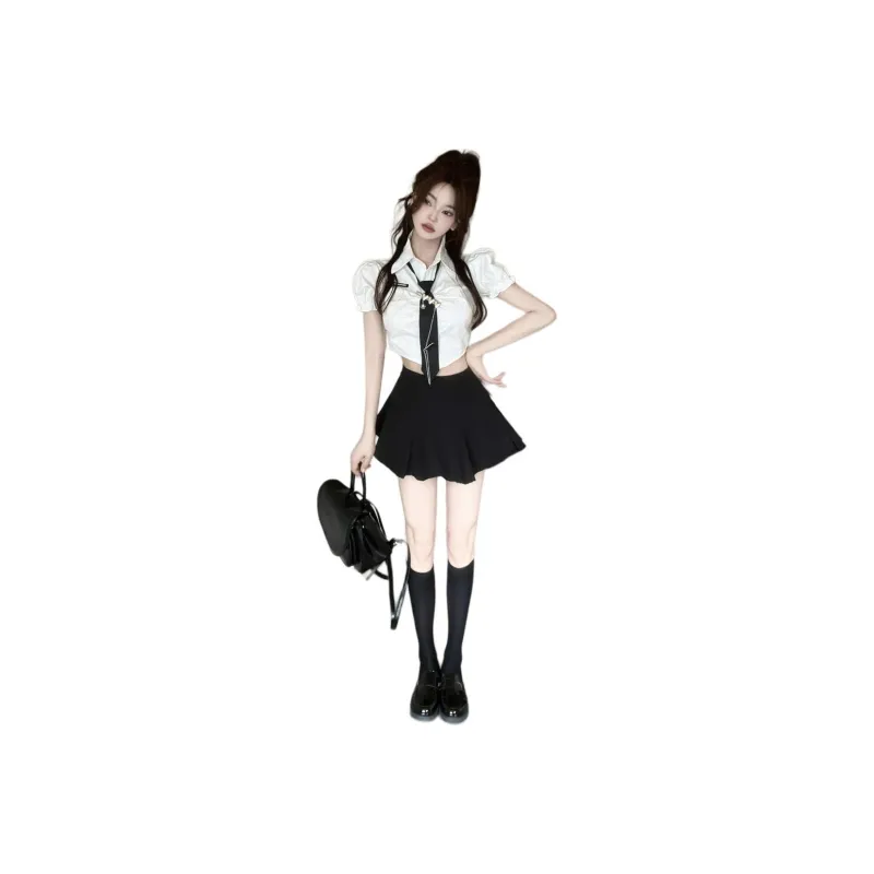 Spicy Gals Skirt Set Women's Black White-0