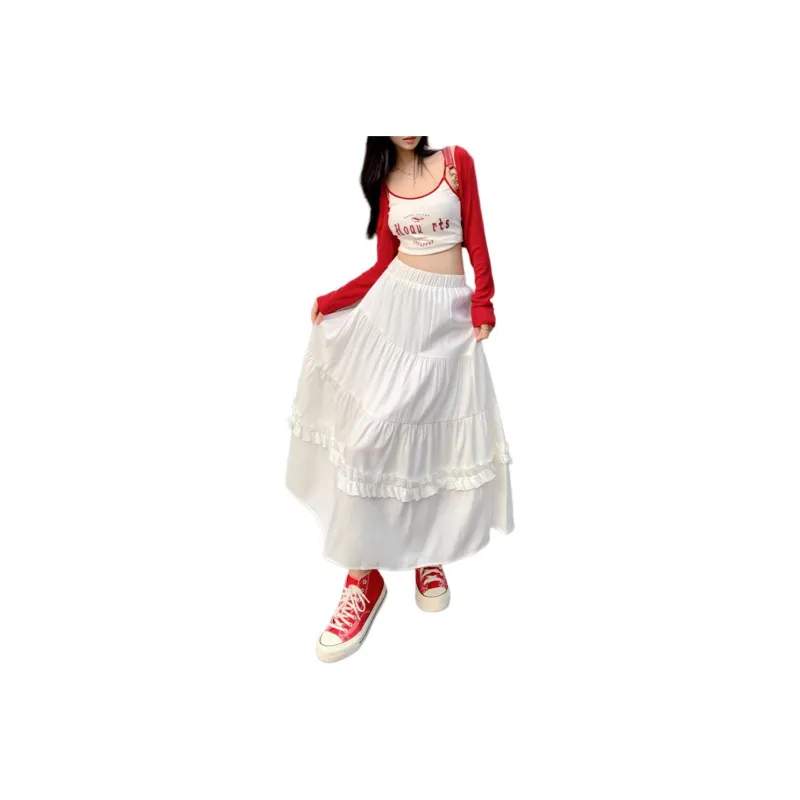 ZNZX Casual Long Skirts Women's White-0
