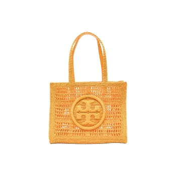 TORY BURCH Ella Plant Material Tote Bag, Shopping Bag, Shoulder Bag Trumpets Women's Yellow