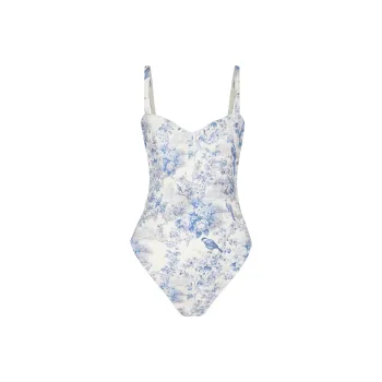 Selkie Collection One piece Swimsuit Women's Cannes Forest Hundred Birds Playing Print