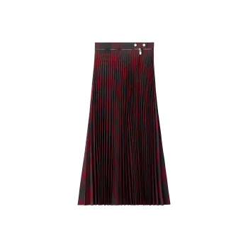 Burberry Checked Pleated Zip Detailed Skirt