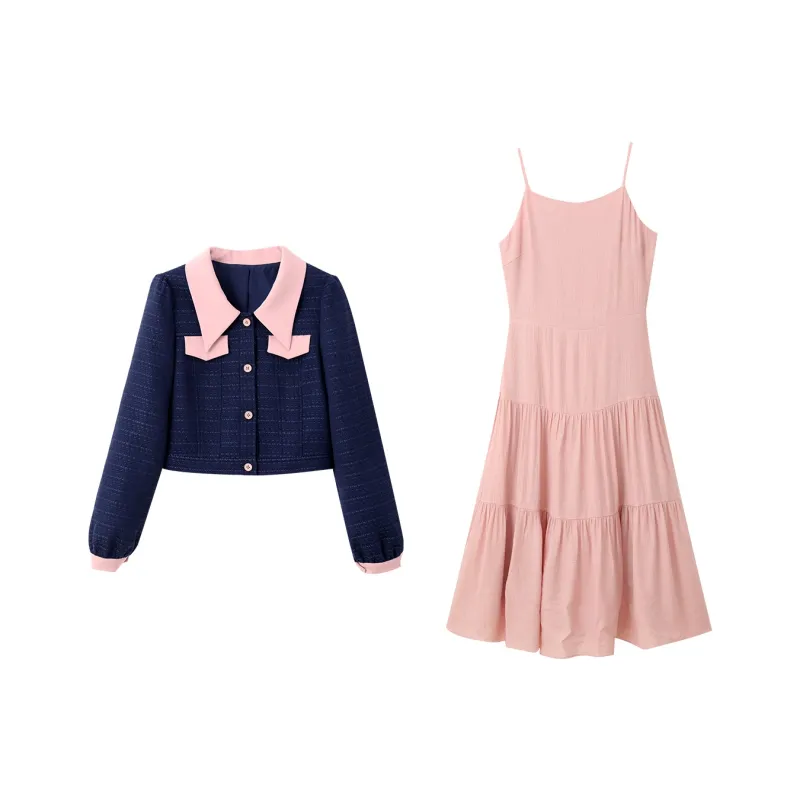 VIMLY Skirt Set Women's Blue Pink-0
