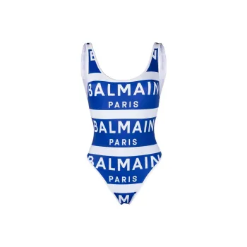 BALMAIN Striped Logo print Bikini