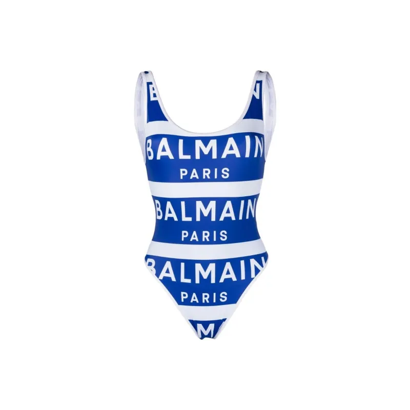 BALMAIN Striped Logo print Bikini-0