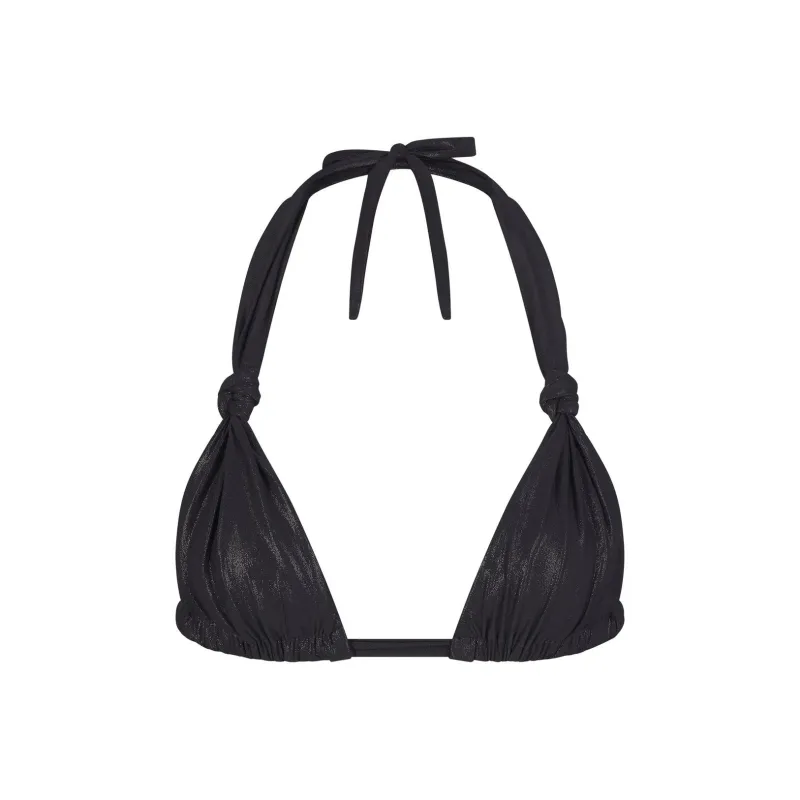SKIMS LIQUID SHINE SWIM KNOTTED MICRO TRIANGLE TOP Bikini Women's ONYX/Onyx-0