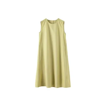Late White Sleeveless Dress Women's Light Yellow
