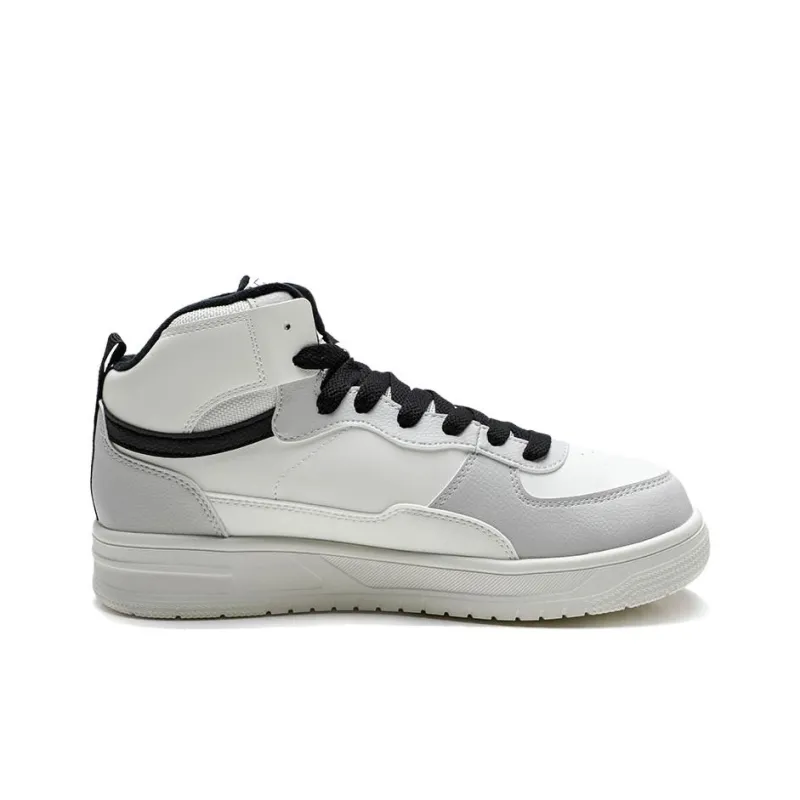 QIAODAN Dry Anti Slip Wear Resistant High Top Skateboard Shoes Men's White Gray-1