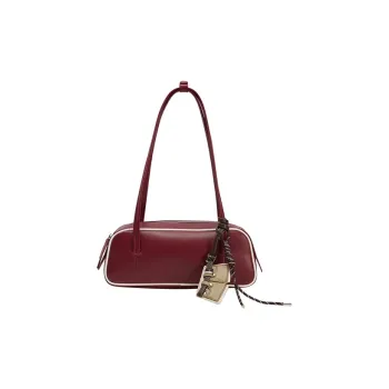 URBAN REVIVO Artificial Leather Boston Bag, Shoulder Bag Medium Size Women's Total Crimson/Royal Blue