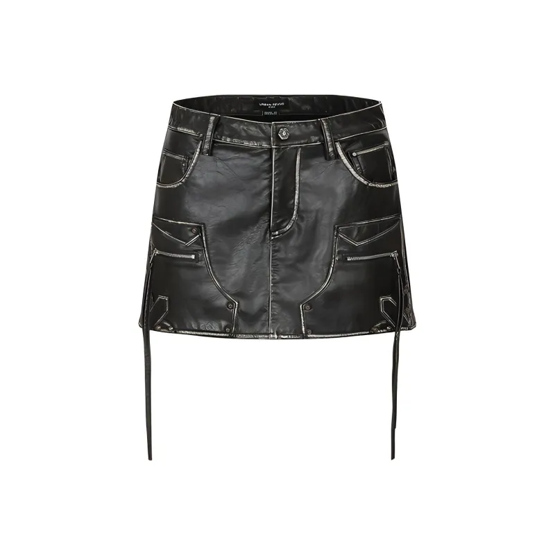 URBAN REVIVO Casual Short Skirts Women's Dark Coffee Brown-0
