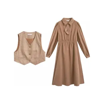 ZIHAN Two Piece Skirt Sets Women's Coffee