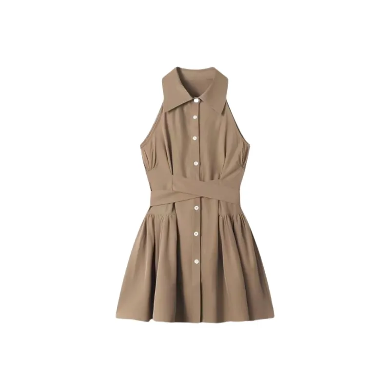 YGPRW Sleeveless Dresses Women's Coffee-0