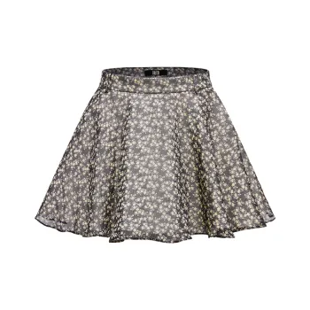 NUTH Casual Short Skirts Women's Black Yellow Floral Color