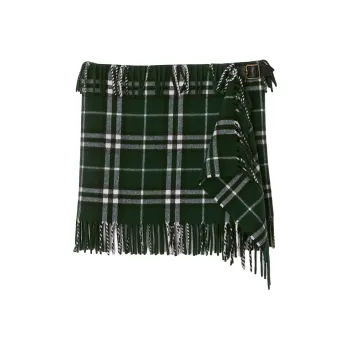 Burberry Checked Fringed Edge Mini Skirt