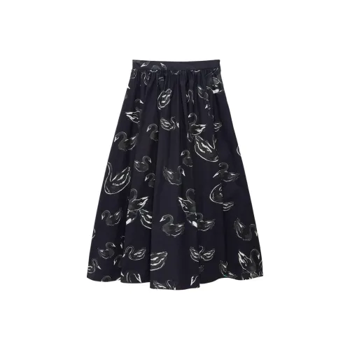 MSGM Swan print Midi Skirt