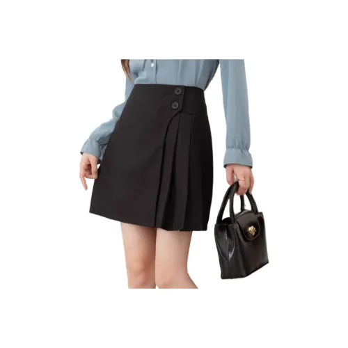 Tonlion Casual Short Skirts Women's Black