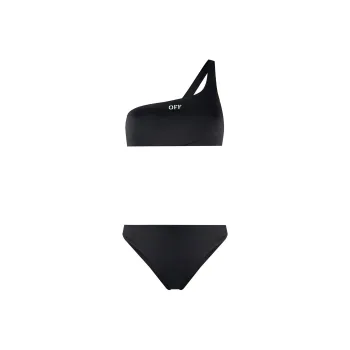 OFF-WHITE Logo Embroidered One-Shoulder Bikini Set