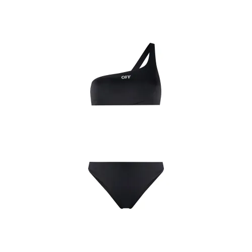 OFF-WHITE Logo Embroidered One-Shoulder Bikini Set