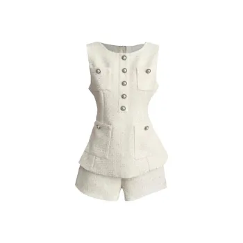 HUINIAN Casual Suits Women's Pearl White Clothing Sets