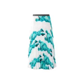 VVNK JANE PLUS Casual Long Skirts Women's White Print Green