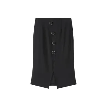 Romon Casual Long Skirt Women's Black