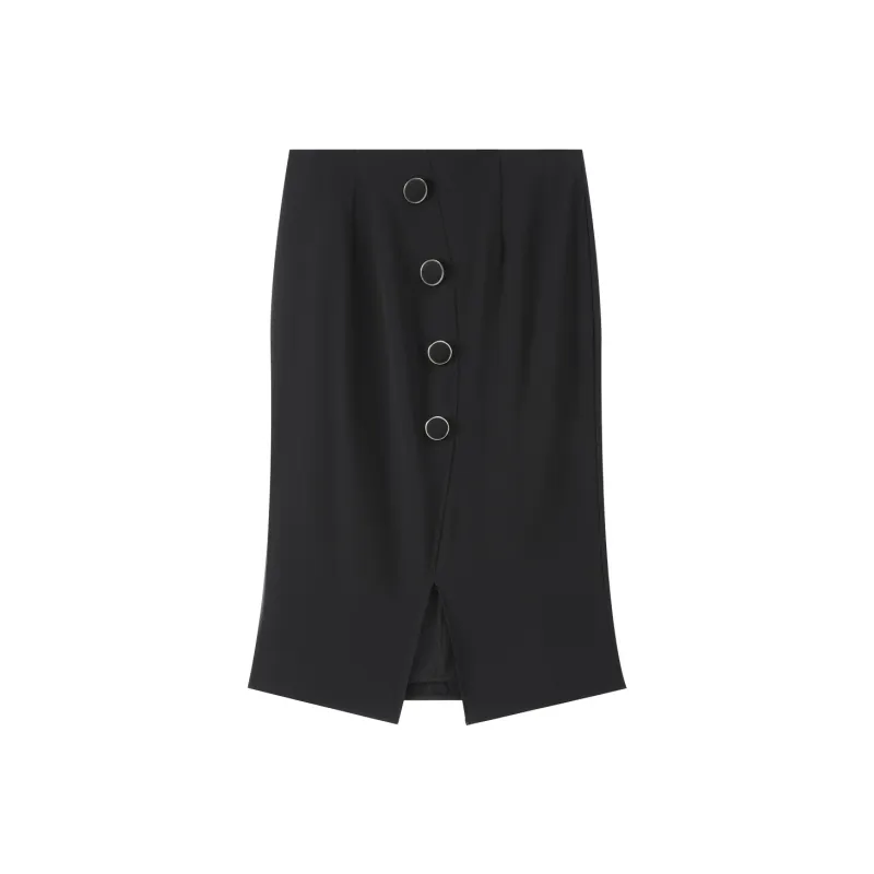 Romon Casual Long Skirt Women's Black-0