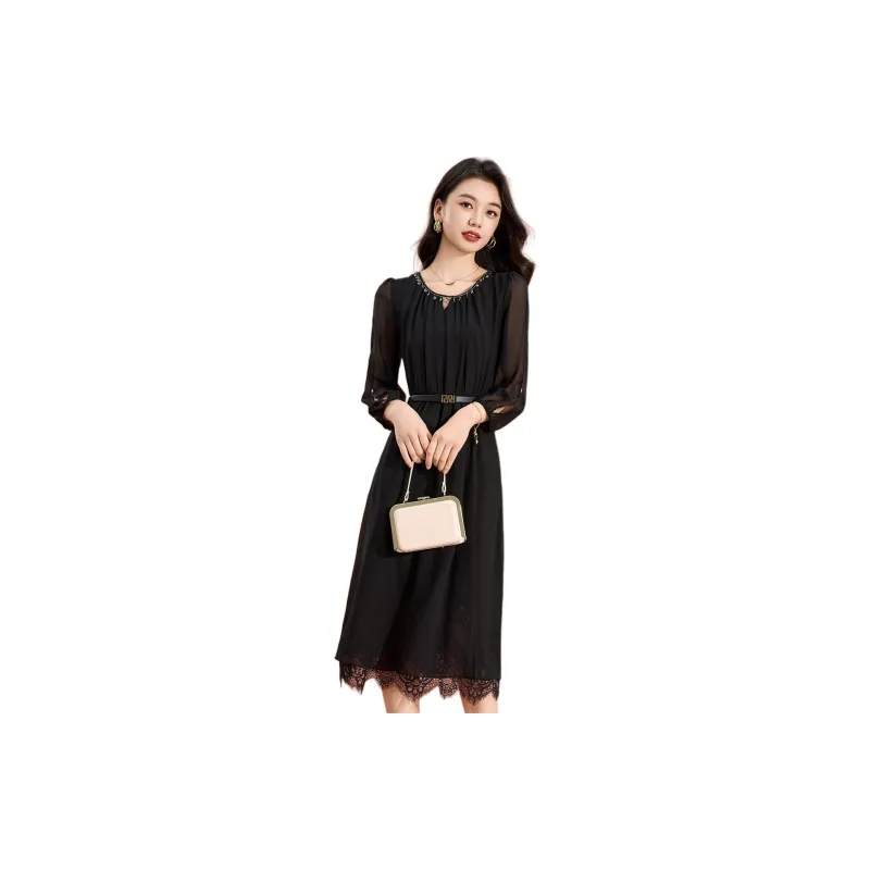 Mylan Long Sleeved Dress Cinched Waist Women's-0