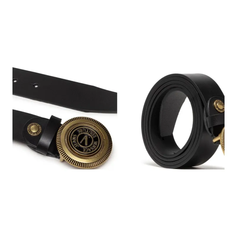 VERSACE JEANS COUTURE Cow Leather Belts Men's Black Width  3.5cm-2
