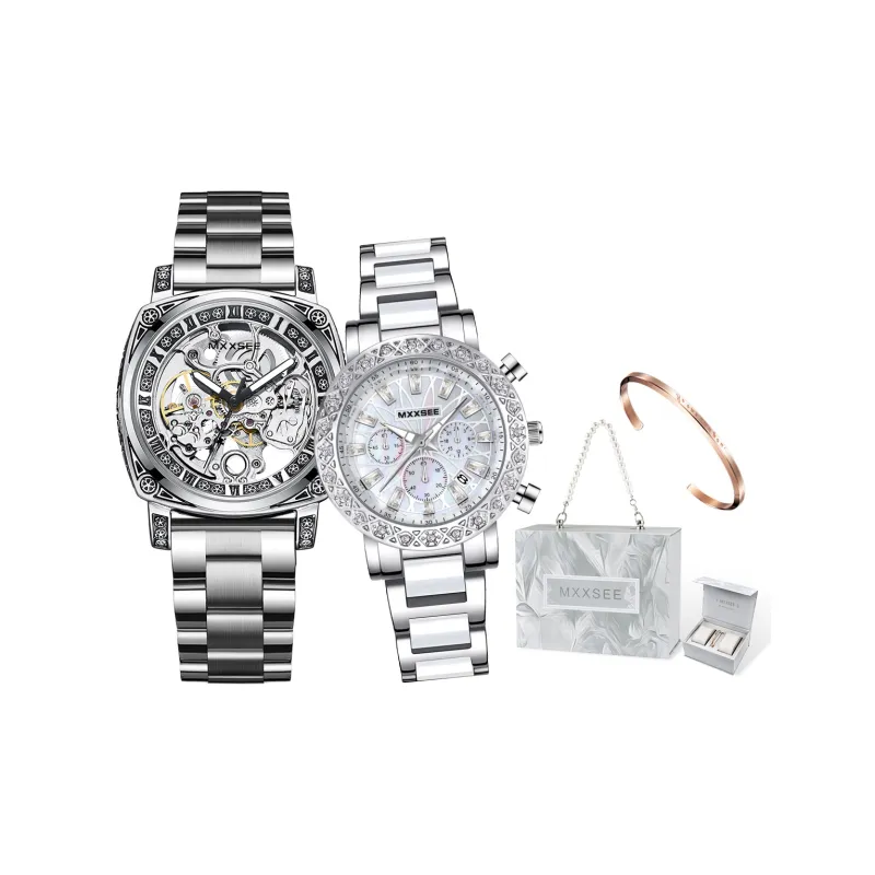 MXXSEE Automatic Mechanical Movement Steel Strap Watch Unisex White Dial-75