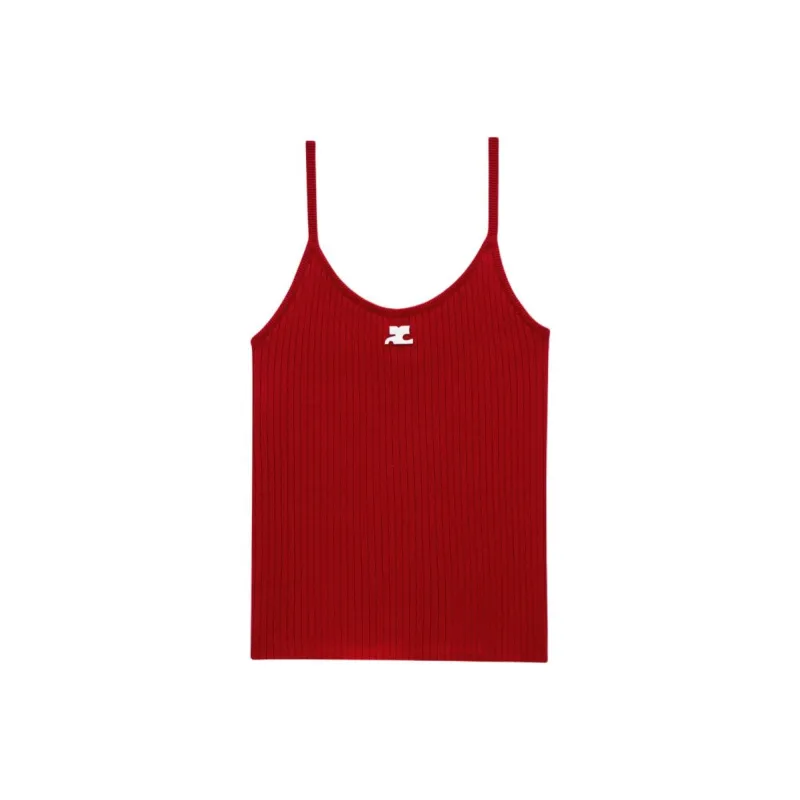 COURREGES Reedition Knit Tank Top 'Black'-0