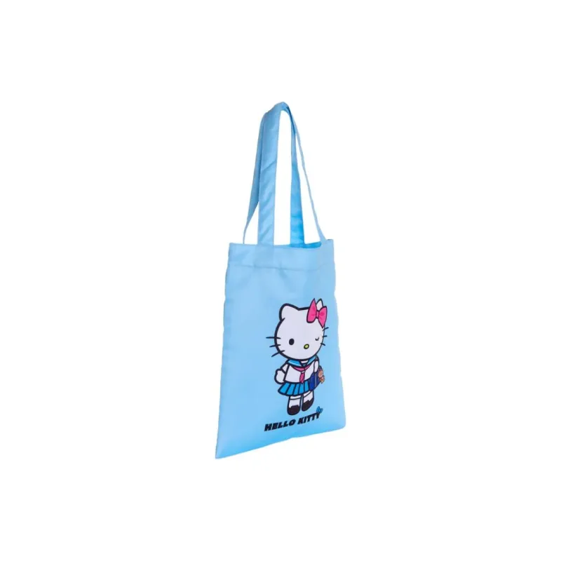 Sanrio Hello Kitty Polyester Tote Bag, Shopping Bag, Handbag, Shoulder Bag Women's Blue-1