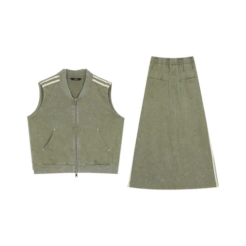 ELF SACK Two Piece Skirt Sets Women's Washed Army Green