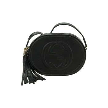 GUCCI Soho Calfskin Shoulder Bag Women's Black