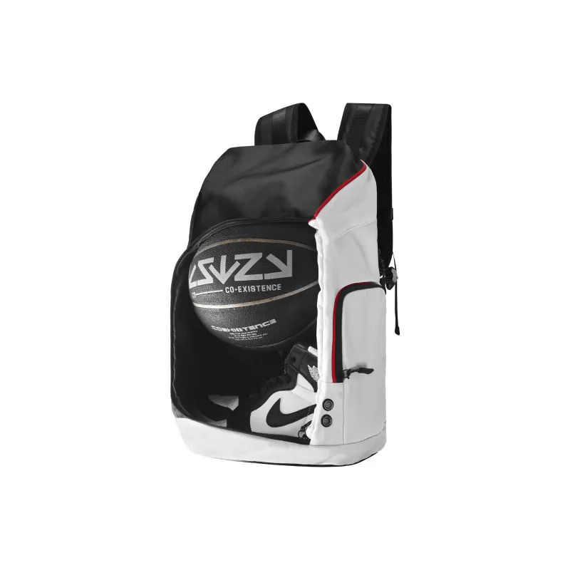 Spare No Pains. Polyester Backpack Training Bag Regular Unisex Black White-2